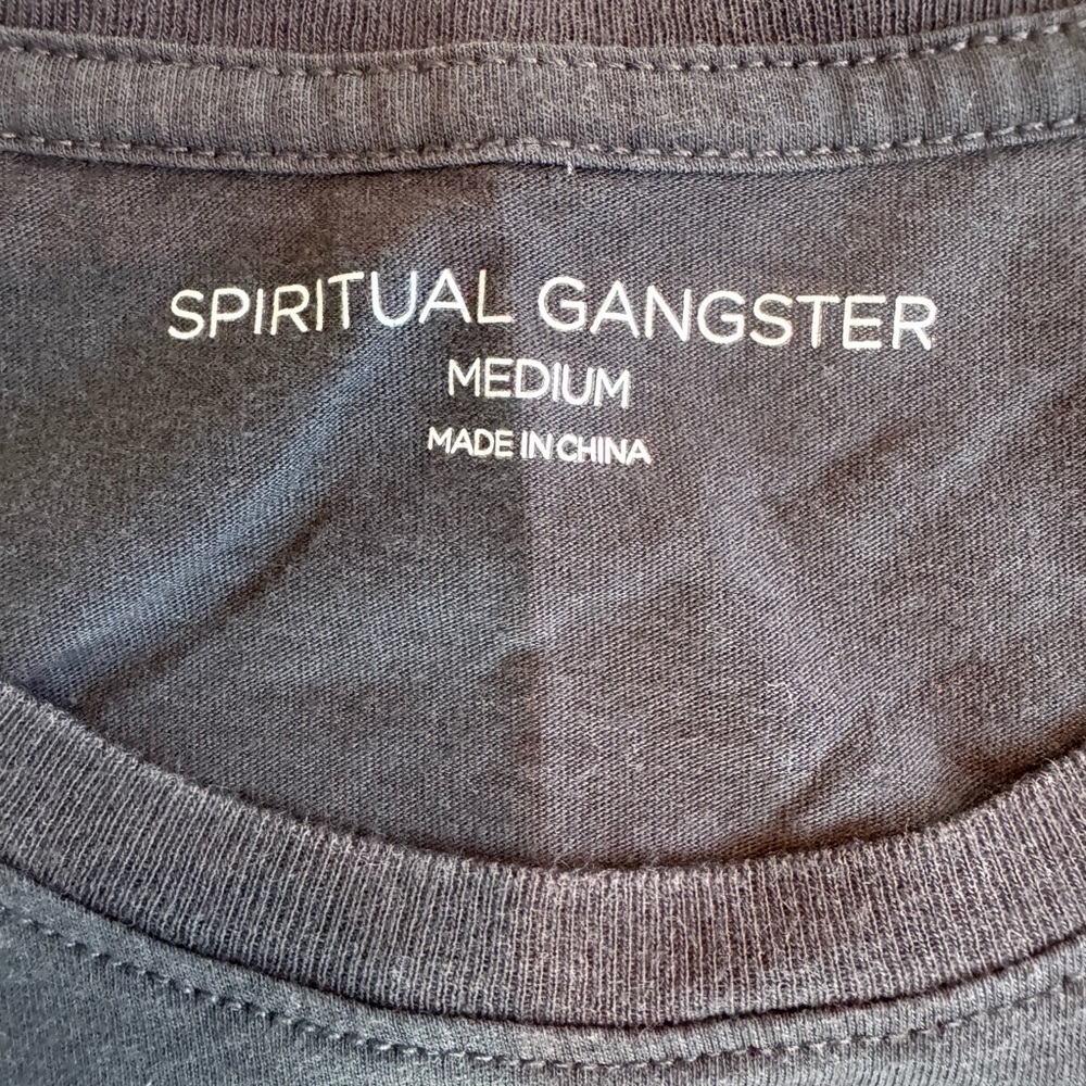 Spiritual Gangster Black Crewneck Tee with White Logo - Picture 3 of 5